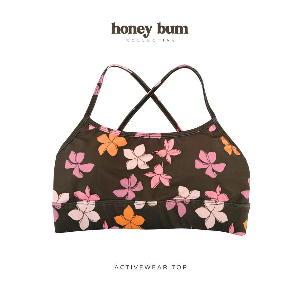 ACTIVEWEAR TOP - Criss-Cross Back / Plumeria